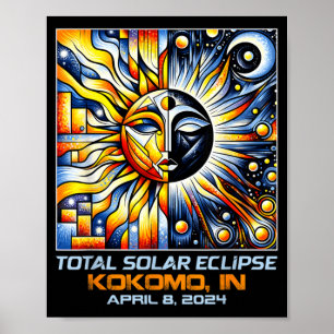Kubisme Totale Zonsverduistering Kokomo Indiana Poster