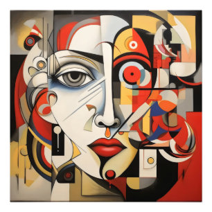 Kubisme Vrouw Abstracte Kunst Foto Afdruk