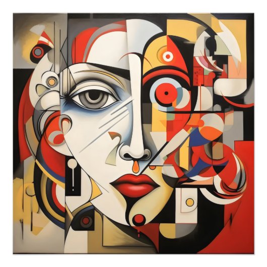 Kubisme Vrouw Abstracte Kunst Foto Afdruk (Voorkant)