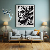 Kubisme Vrouw Zwart-wit Poster