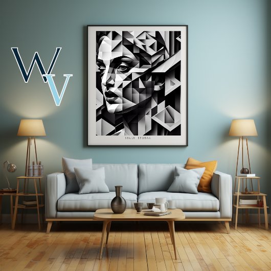 Kubisme Vrouw Zwart-wit Poster