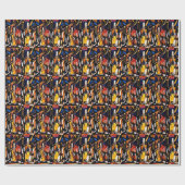 Kubisme Wijn Thema's: Flessen & Druiven Cadeaupapier (Vlak)