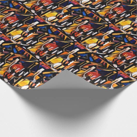 Kubisme Wijn Thema's: Flessen & Druiven Cadeaupapier (Hoek)