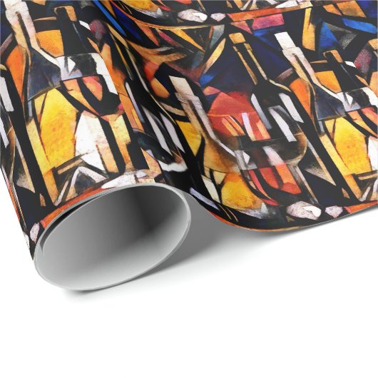 Kubisme Wijn Thema's: Flessen & Druiven Cadeaupapier (Rol Hoek)