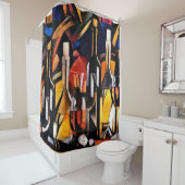 Kubisme Wijn Thema's: Flessen & Druiven Douchegordijn (In situ)