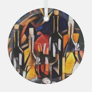 Kubisme Wijn Thema's: Flessen & Druiven Glas Ornament