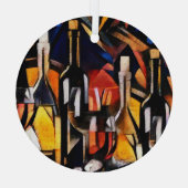 Kubisme Wijn Thema's: Flessen & Druiven Glas Ornament (Achterkant)