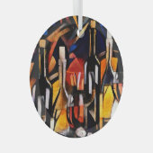 Kubisme Wijn Thema's: Flessen & Druiven Glas Ornament (Voorkant Rechts)