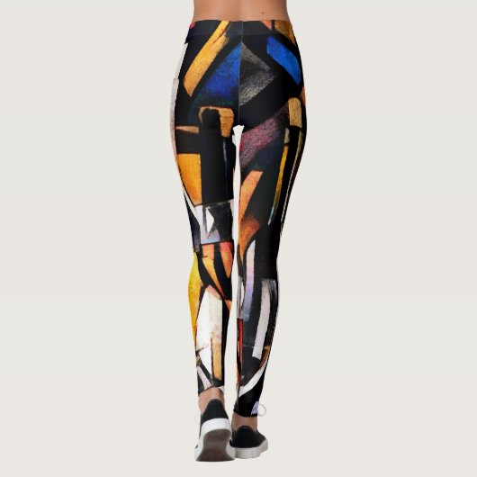 Kubisme Wijn Thema's: Flessen & Druiven Leggings (Achterkant)