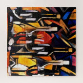 Kubisme Wijn Thema's: Flessen & Druiven Legpuzzel (Horizontaal)