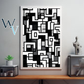 Kubisme Zwarte en Witte Kunst Poster