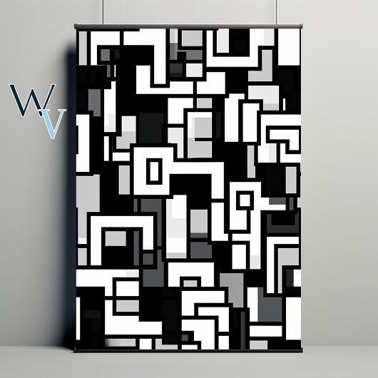 Kubisme Zwarte en Witte Kunst Poster