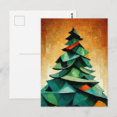 Kubismus, Weihnachtsbaum an Weihnachten. Gemalt. Briefkaart (Voorkant / Achterkant)