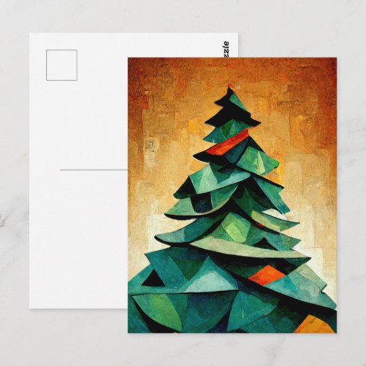 Kubismus, Weihnachtsbaum an Weihnachten. Gemalt. Briefkaart (Voorkant / Achterkant)