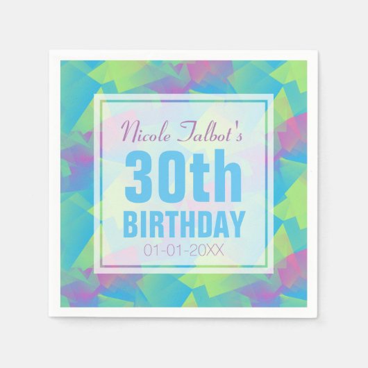 Kubist Abstract Pastel 30e Verjaardag Papier Serve Servetten (Voorkant)