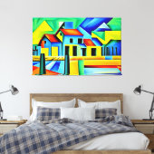 Kubist Boerderij Canvas Print (Insitu (Slaapkamer))