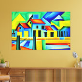 Kubist Boerderij Canvas Print (Insitu (Woonkamer))
