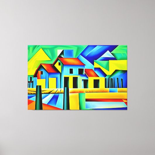 Kubist Boerderij Canvas Print (Voorkant)