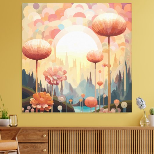 Kubist Botanical Reverie Abstract landschap Canvas Afdruk (Insitu (Woonkamer))