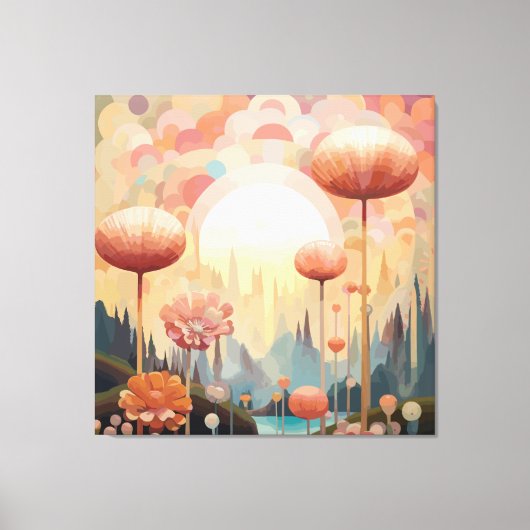 Kubist Botanical Reverie Abstract landschap Canvas Afdruk (Voorkant)