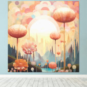 Kubist Botanical Reverie Abstract landschap Canvas Afdruk (Insitu (Houten vloer))