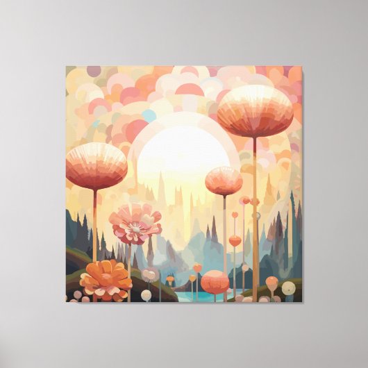 Kubist Botanical Reverie Abstract landschap Canvas Afdruk (Voorkant)