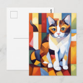 Kubist Calico Cat Art Briefkaart (Voorkant / Achterkant)