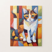 Kubist Calico Cat Art Legpuzzel (Verticaal)