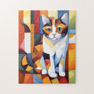 Kubist Calico Cat Art Legpuzzel