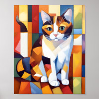 Kubist Calico Cat Art