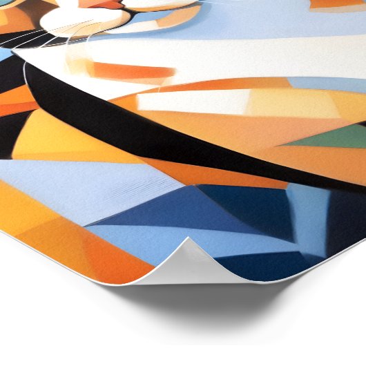 Kubist Calico Cat compositie schilderij Poster (Hoek)