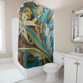 Kubist geïnspireerd Art Deco Abstract Douchegordijn (In situ)