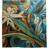 Kubist geïnspireerd Art Deco Abstract Douchegordijn (Voorkant)