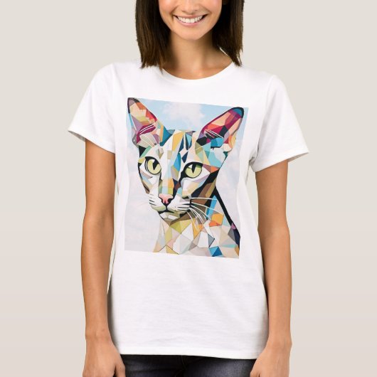 Kubist Oriental Cat Tshirt (Voorkant)
