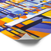 Kubist Outdoor Café met Tafels Poster (Hoek)