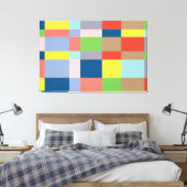 Kubist Quilt in lentekleuren Canvas Afdruk (Insitu (Slaapkamer))