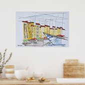 Kubistisch Abstract | Saint-Tropez, Franse Riviera Poster (Keuken)