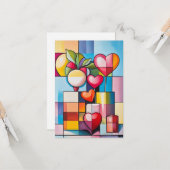 Kubistisch geïnspireerde Love Kaart (Voorkant / Achterkant in situ)