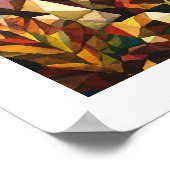 Kubistisch herfstbos met rivier en weide poster (Hoek)