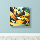 kubistisch landschap canvas afdruk (Insitu (Houten vloer))