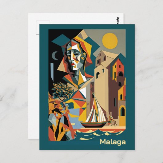 kubistisch malaga briefkaart (Voorkant / Achterkant)