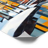 Kubistisch stadsgezicht met Snowy Canal Poster (Hoek)