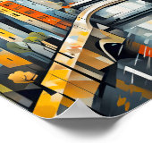 Kubistische besneeuwde brug over de weerspiegelde poster (Hoek)