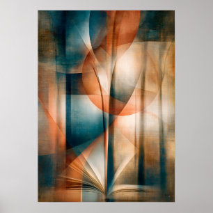 Kubistische boek- en boschkunst voor boekliefhebbe poster