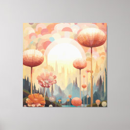 Kubistische botanische dromerij Abstract landschap Canvas Afdruk