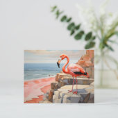 kubistische flamingo briefkaart (Staand voorkant)