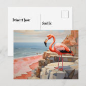 kubistische flamingo briefkaart (Voorkant / Achterkant)