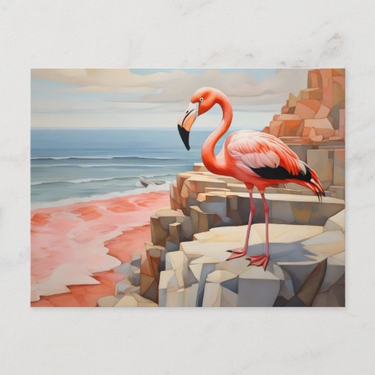 kubistische flamingo briefkaart (Voorkant)