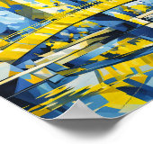 kubistische gele brug over de rivier poster (Hoek)