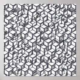 Kubistische Geometrische Hyperkubus Decoupage Sjab Poster